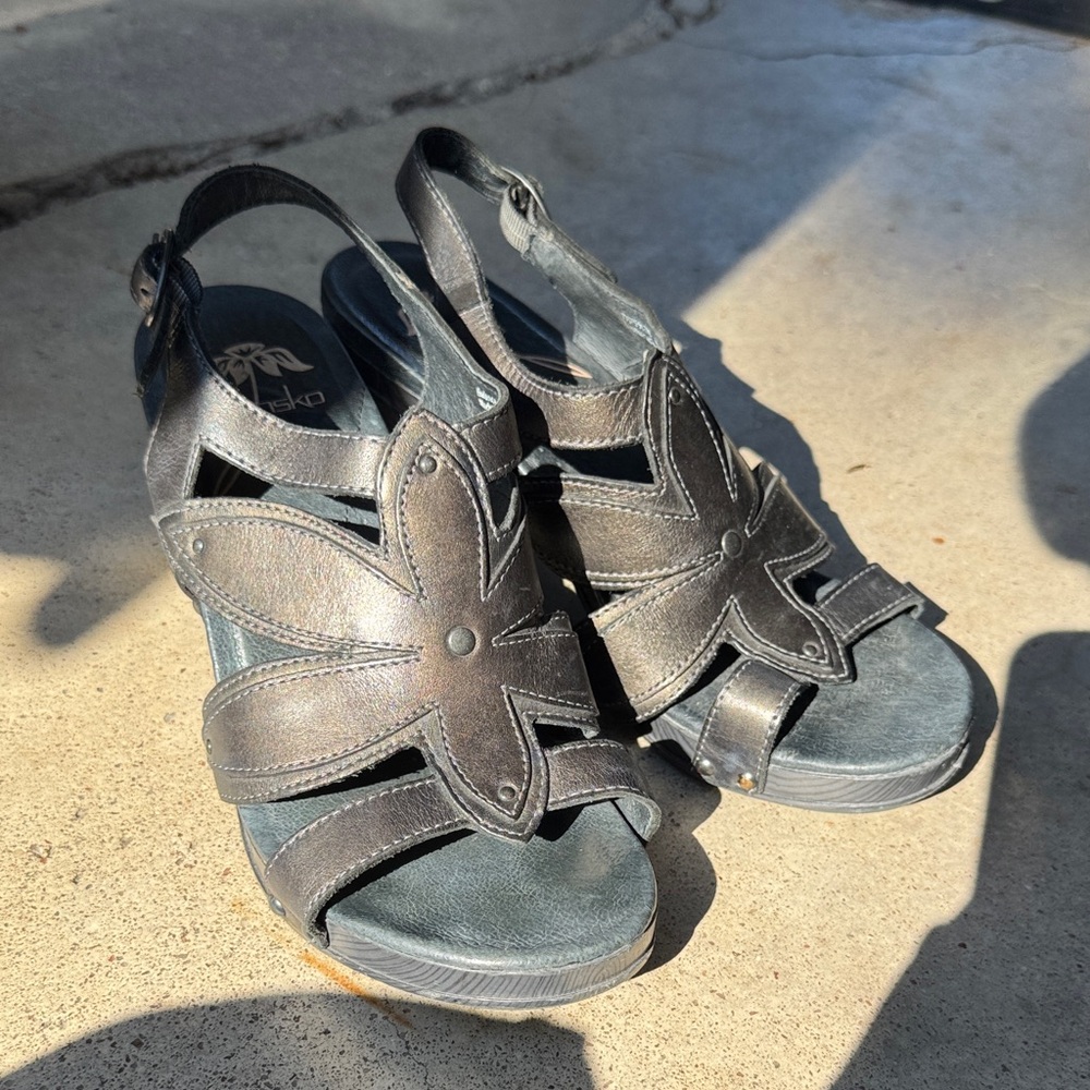 Dansko Black Pearl Leather Sandals